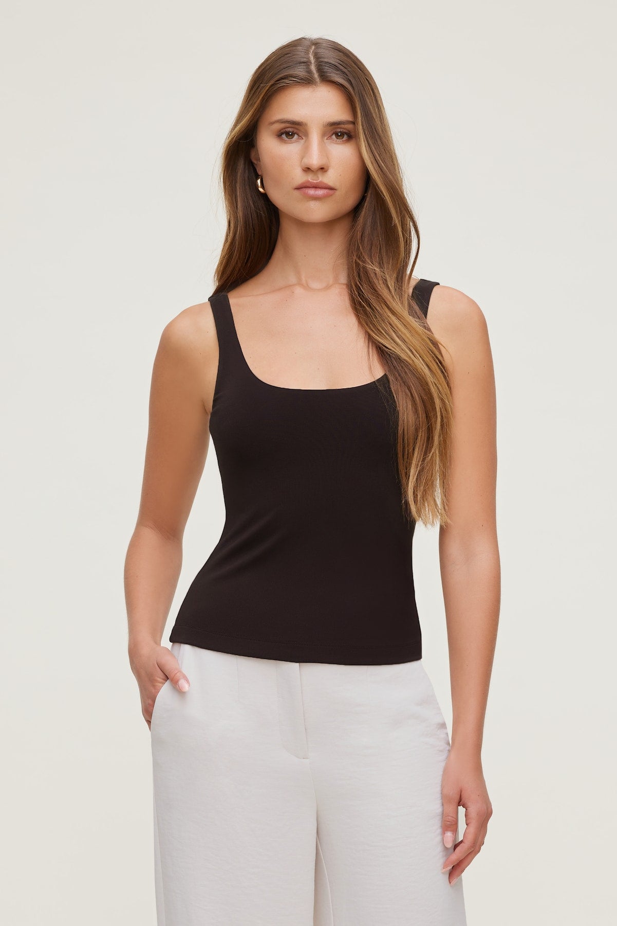 Scoop Neck Tank Top Brown - Dynamite