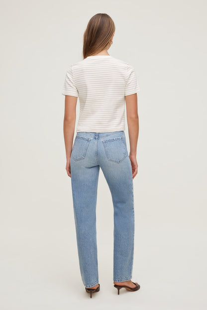 Everyday Striped Heavy Cotton T Shirt Beige - Dynamite