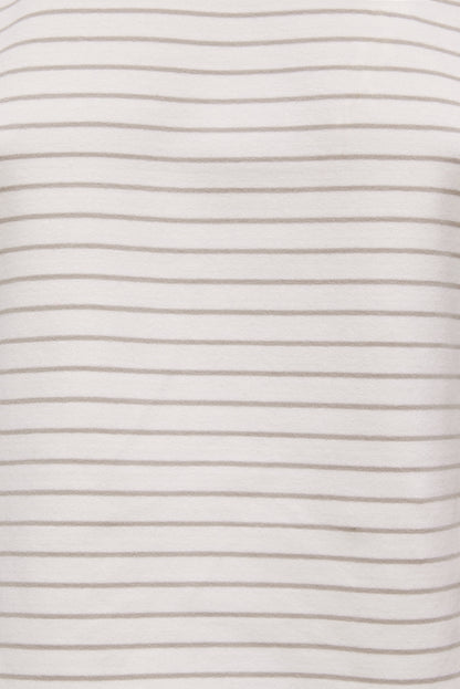 Everyday Striped Heavy Cotton T Shirt Beige - Dynamite