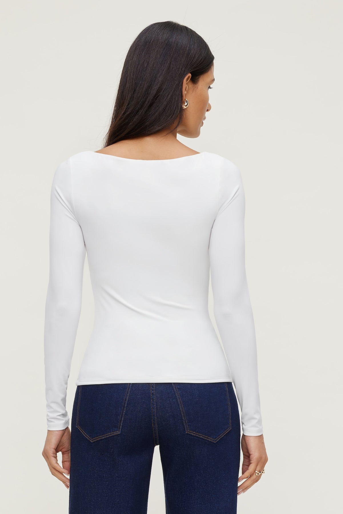 Nola Sculpt Long Sleeve Top White - Dynamite