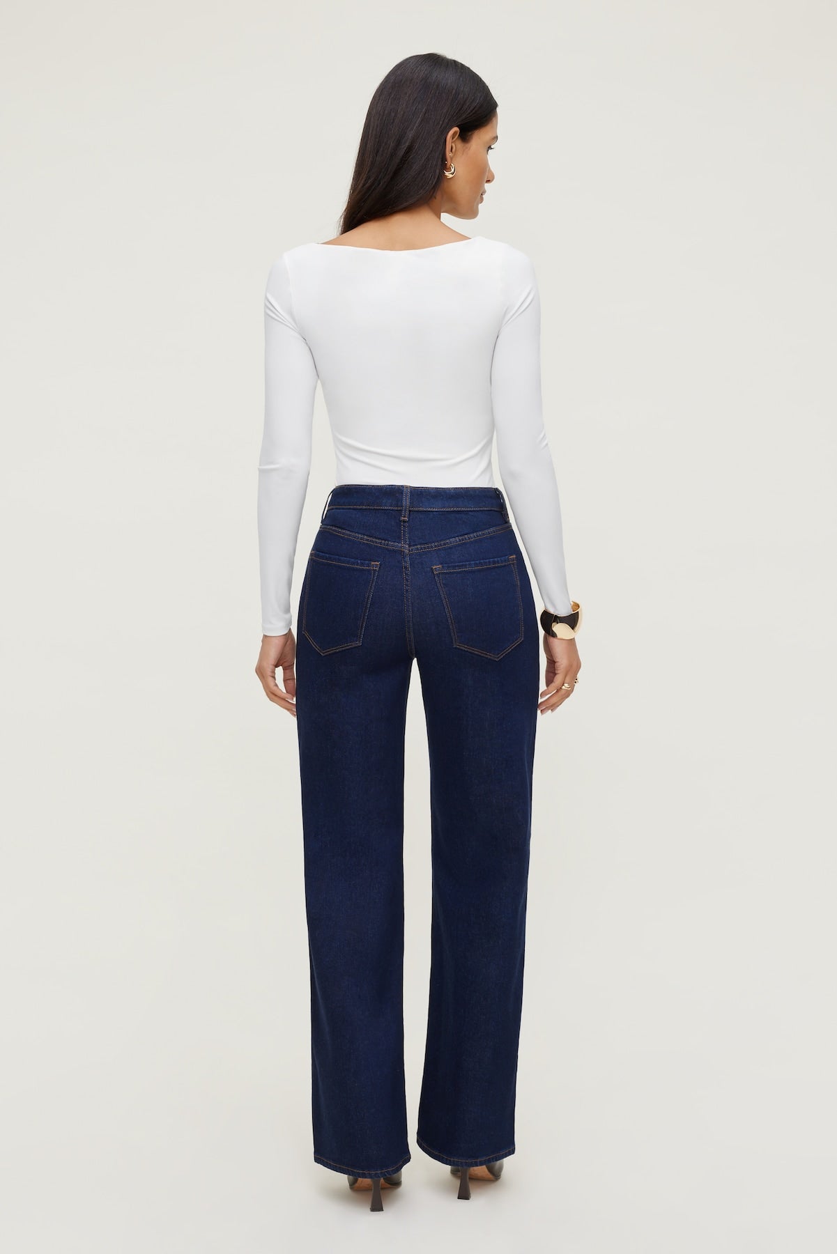 Nola Sculpt Long Sleeve Top White - Dynamite