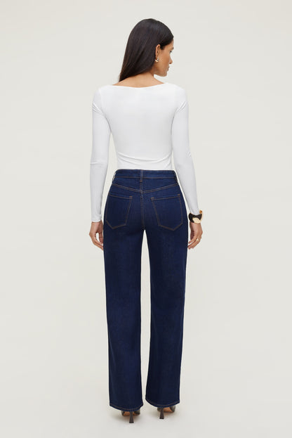 Nola Sculpt Long Sleeve Top White - Dynamite