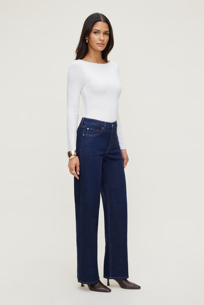 Nola Sculpt Long Sleeve Top White - Dynamite