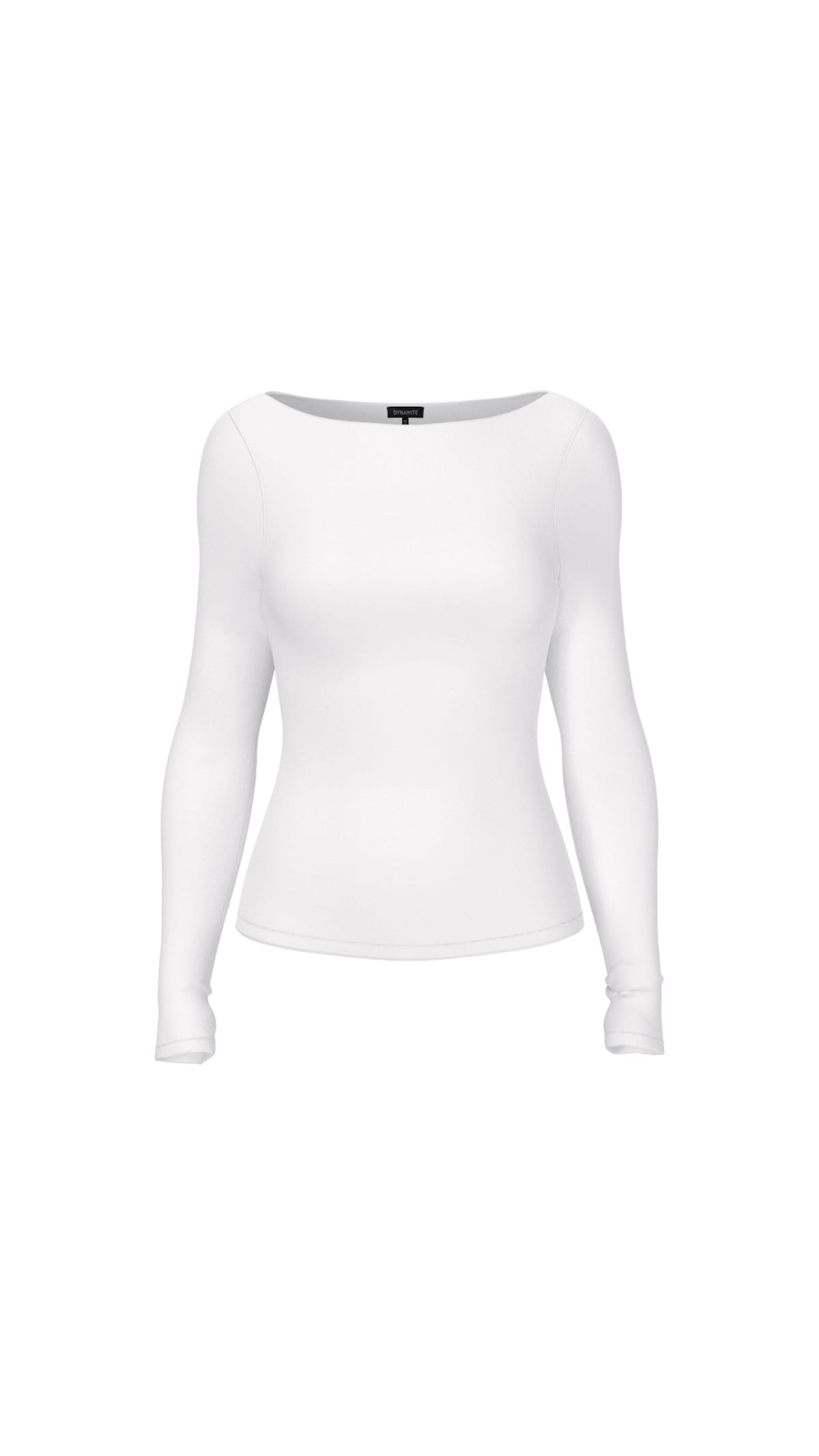 Nola Sculpt Long Sleeve Top White - Dynamite