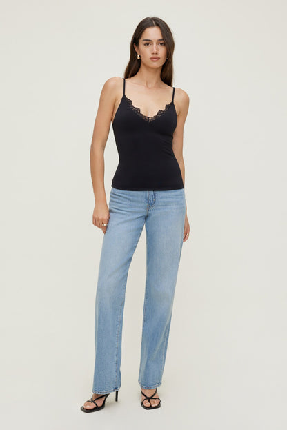 Sculpt Lace Trim Cami Top Black - Dynamite