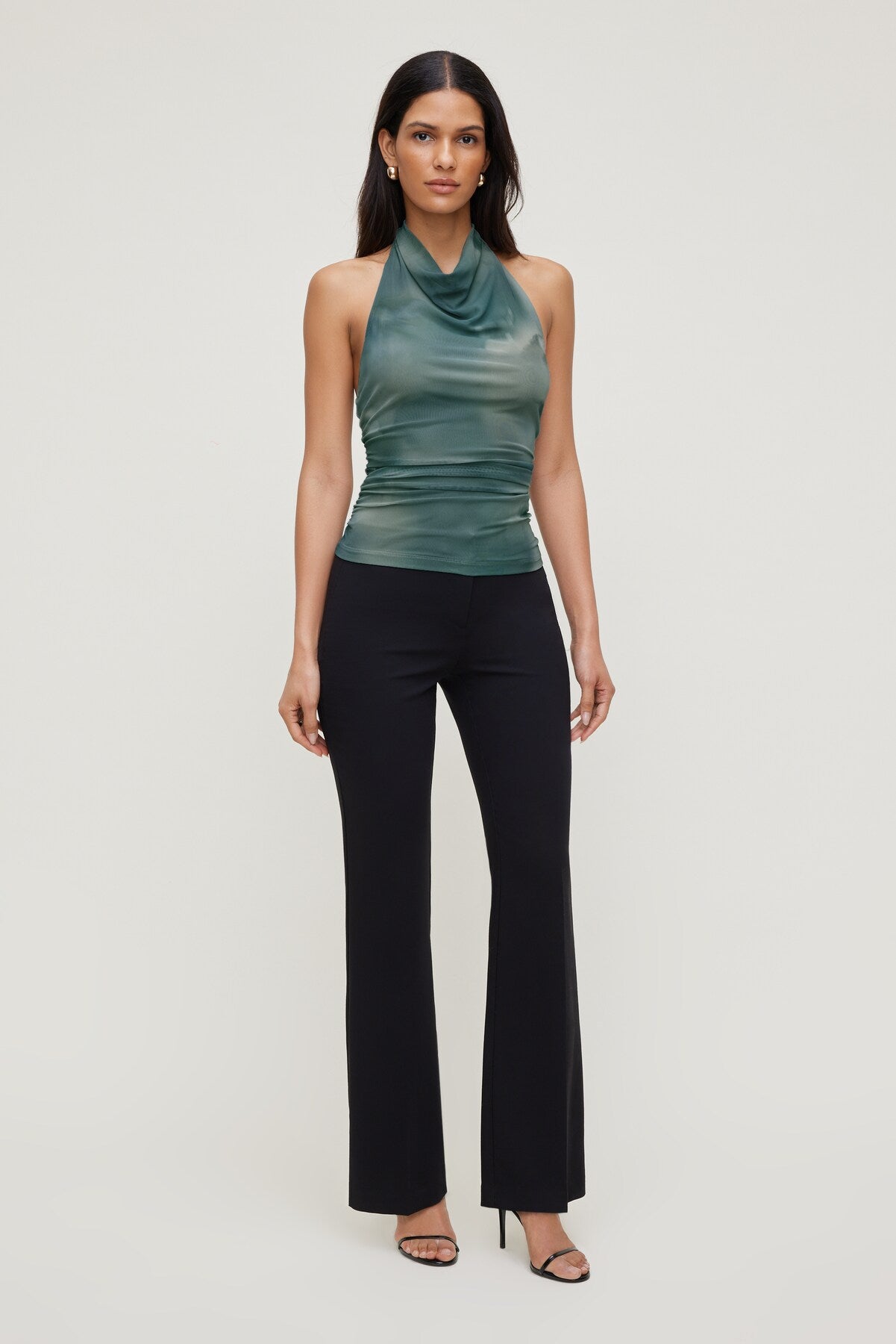 Draped Mesh Halter Top Blue - Dynamite
