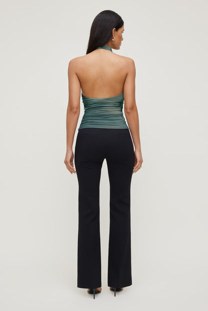 Draped Mesh Halter Top Blue - Dynamite