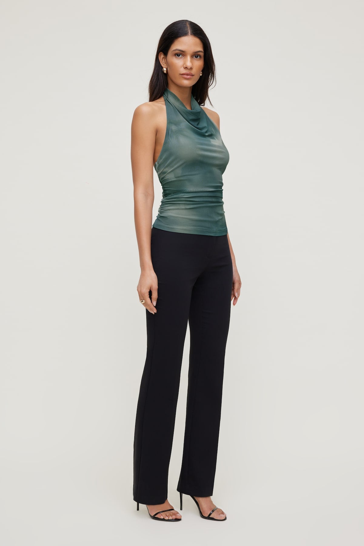 Draped Mesh Halter Top Blue - Dynamite