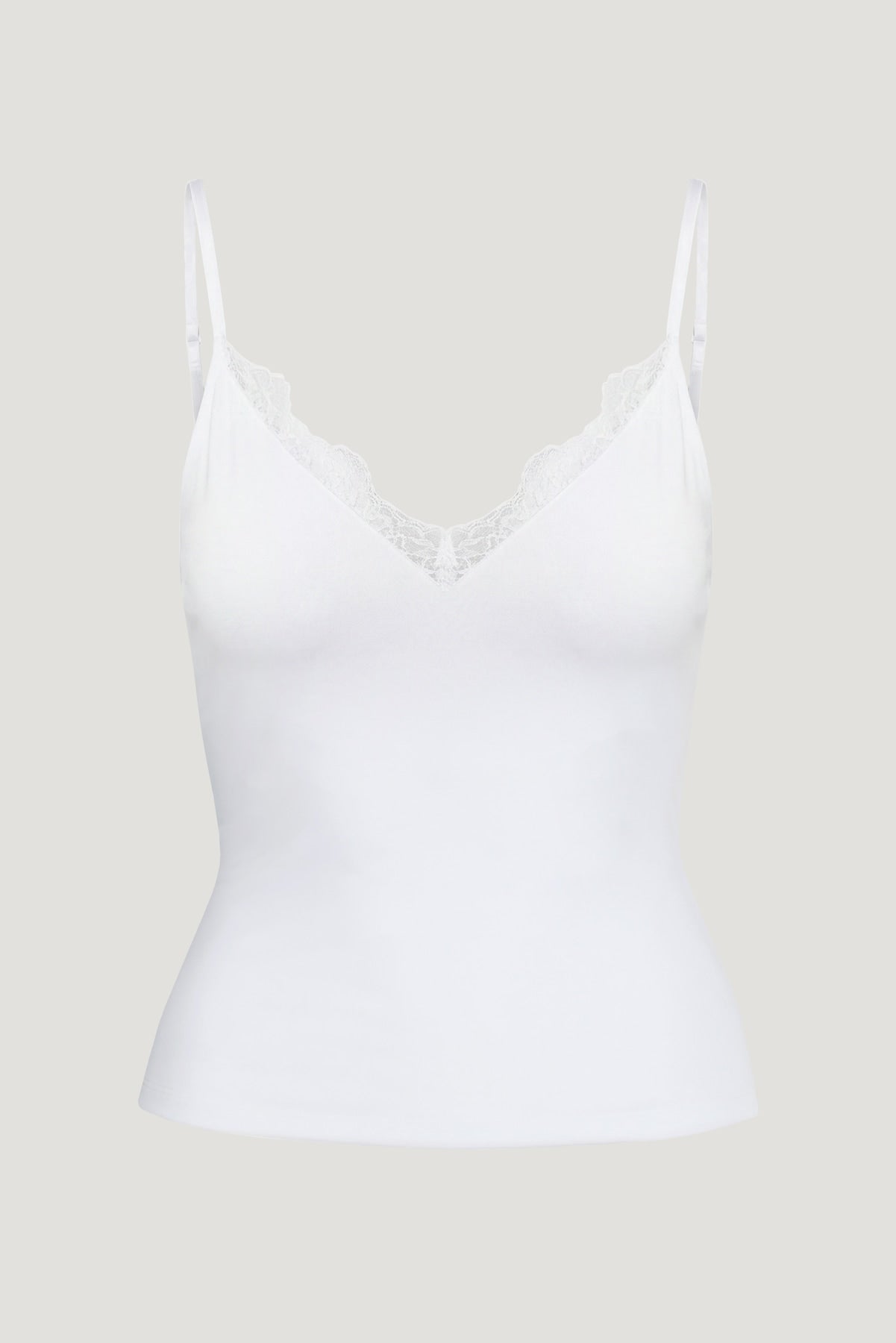 Sculpt Lace Trim Cami Top White - Dynamite