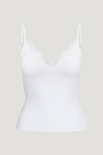 Sculpt Lace Trim Cami Top White - Dynamite