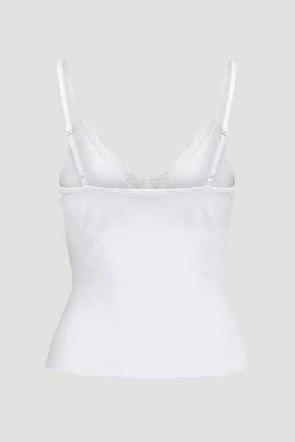 Sculpt Lace Trim Cami Top White - Dynamite