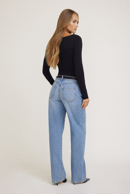 Nola Sculpt Long Sleeve Top Black - Dynamite