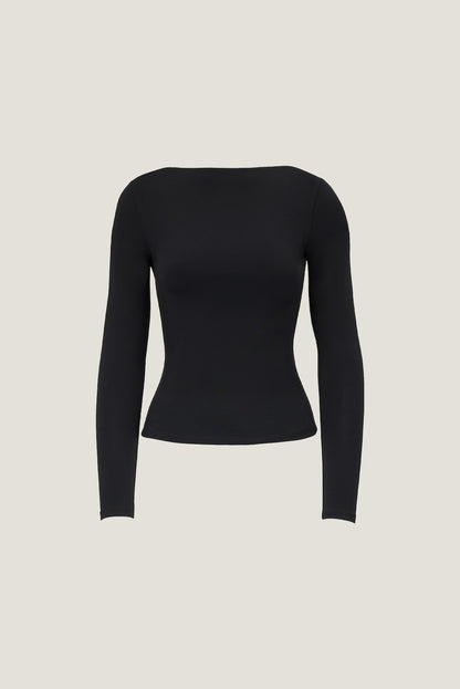 Nola Sculpt Long Sleeve Top Black - Dynamite