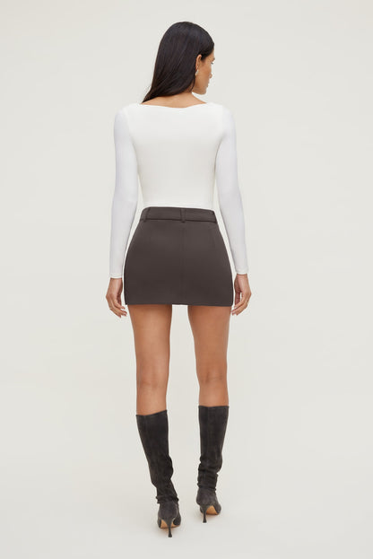Nola Sculpt Long Sleeve Top Beige - Dynamite