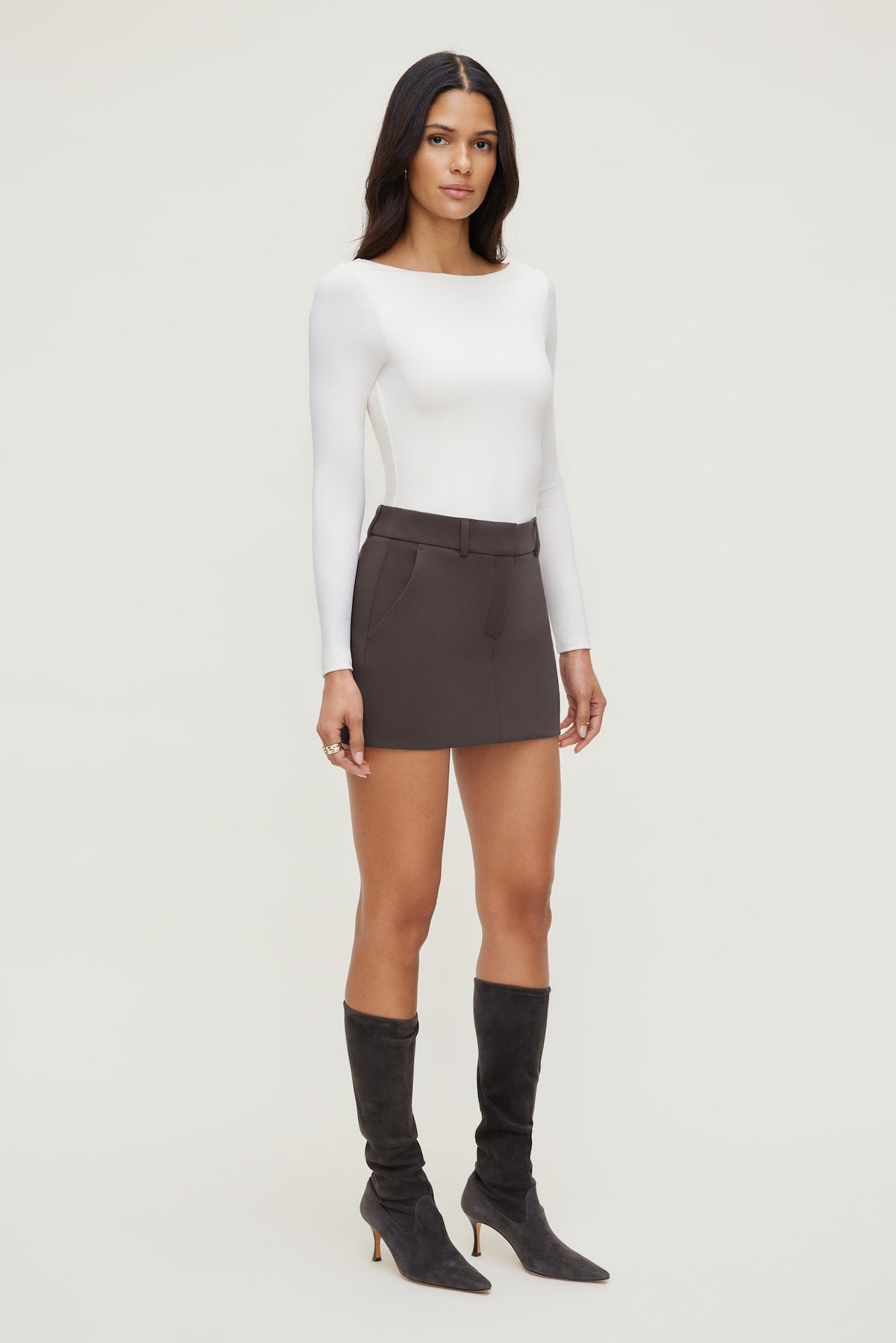Nola Sculpt Long Sleeve Top Beige - Dynamite