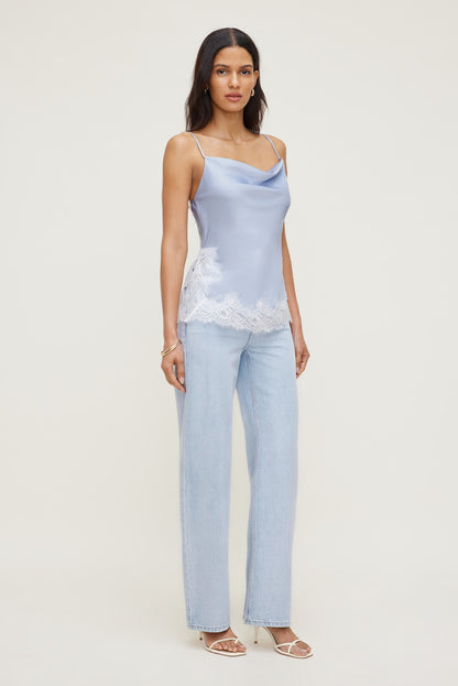 Madi Lace Satin Cami Top Blue - Dynamite