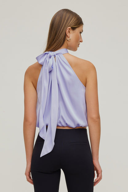 Paloma Bubble Satin Halter Blouse Purple - Dynamite