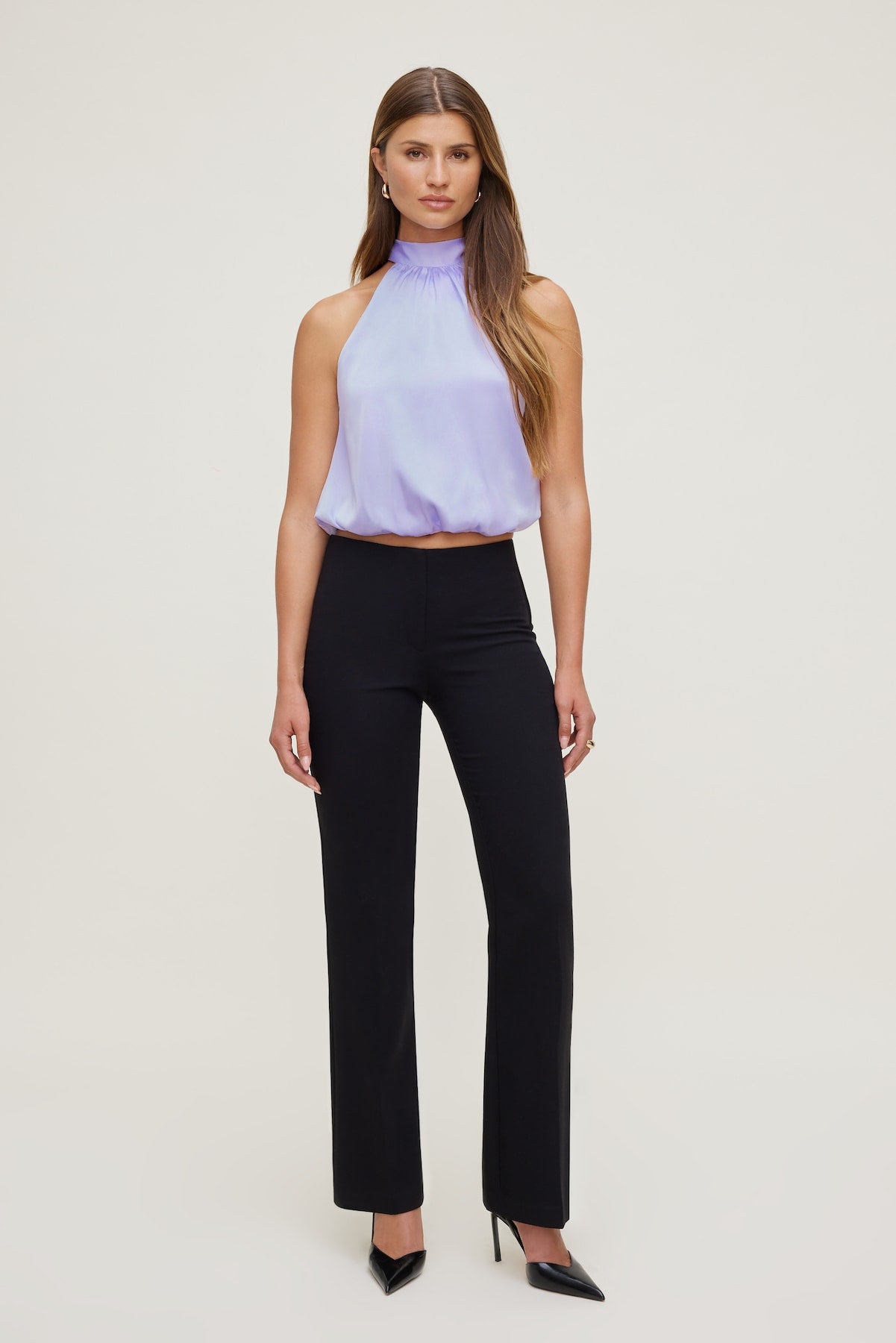 Paloma Bubble Satin Halter Blouse Purple - Dynamite