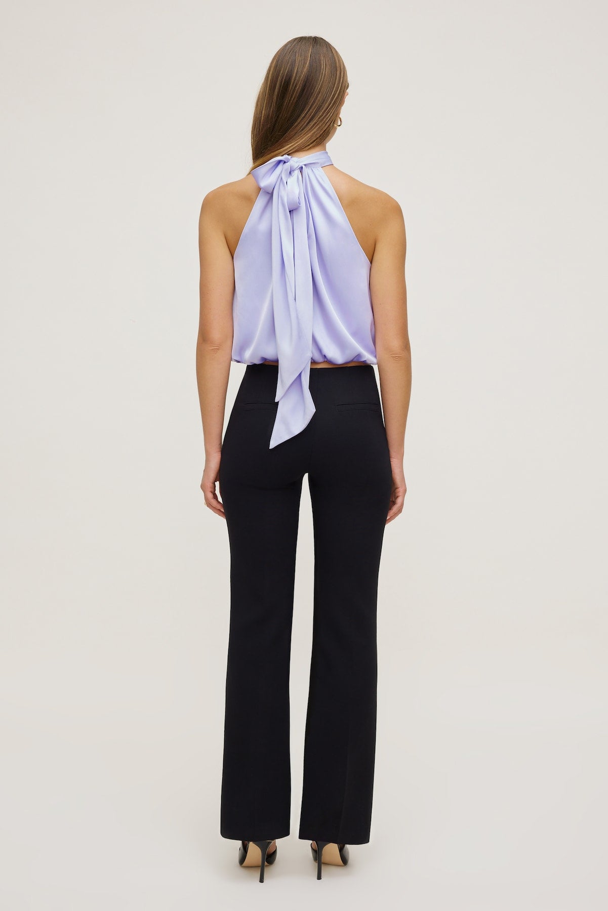Paloma Bubble Satin Halter Blouse Purple - Dynamite
