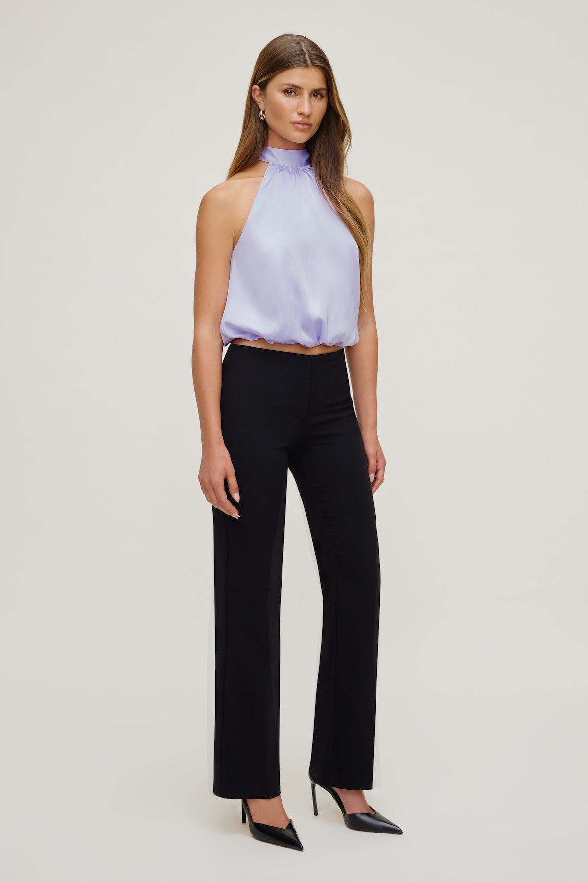 Paloma Bubble Satin Halter Blouse Purple - Dynamite