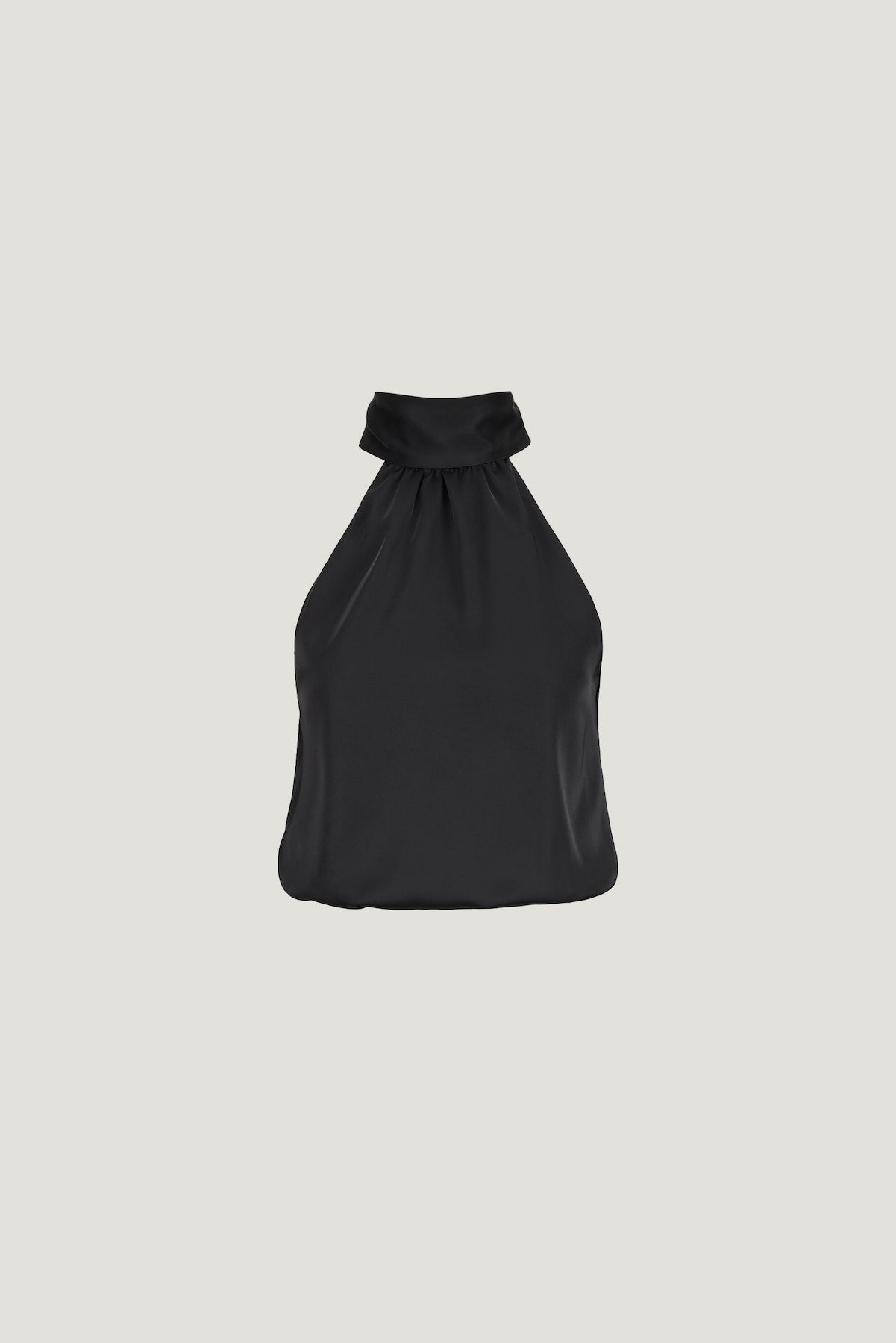 Paloma Bubble Satin Halter Blouse Black - Dynamite