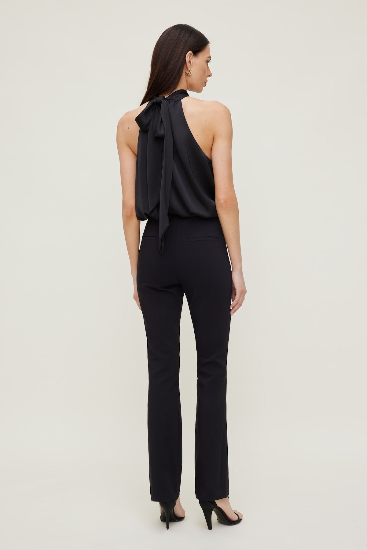Paloma Bubble Satin Halter Blouse Black - Dynamite