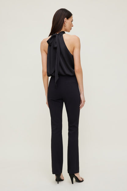 Paloma Bubble Satin Halter Blouse Black - Dynamite