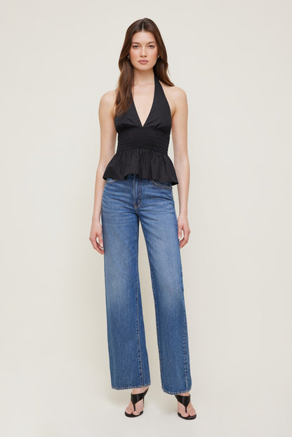Poplin Halter Top Black - Dynamite