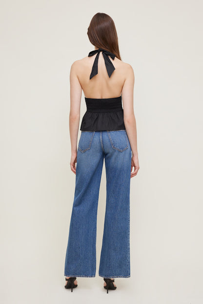 Poplin Halter Top Black - Dynamite