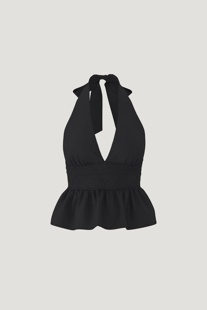 Poplin Halter Top Black - Dynamite