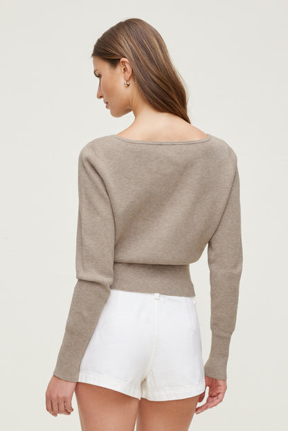 Sara Ribbed Cinch Hem Cardigan Beige - Dynamite