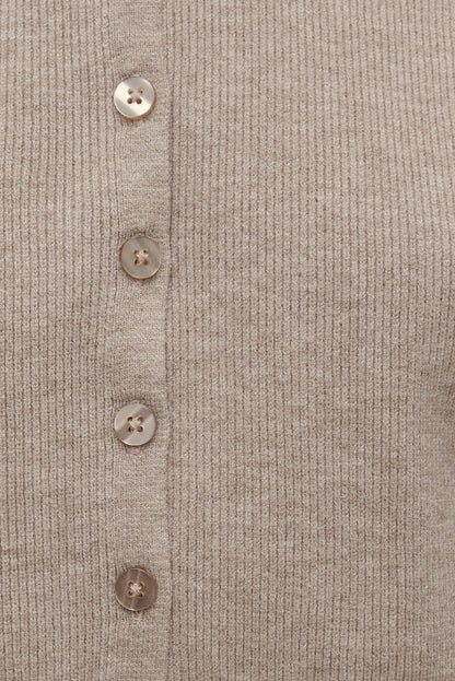 Sara Ribbed Cinch Hem Cardigan Beige - Dynamite