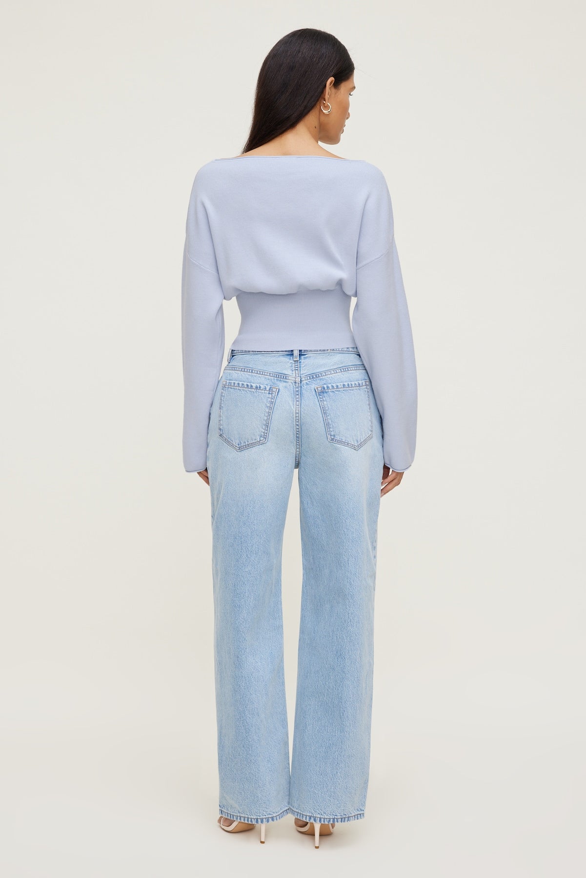 Cinched Boat Neck Sweater Blue - Dynamite