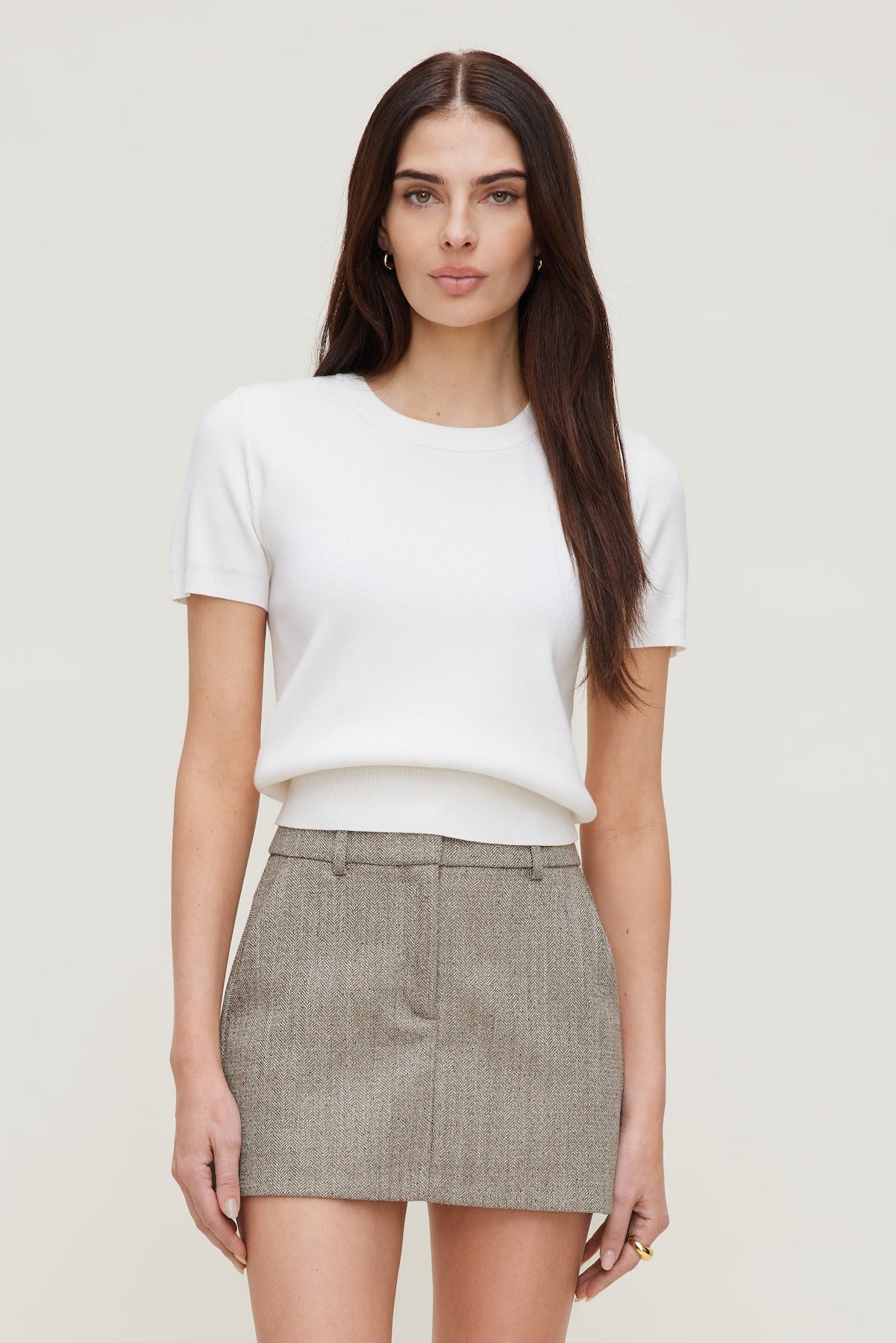 Clara Short Sleeve Sweater White - Dynamite
