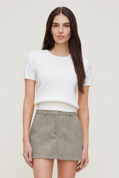 Clara Short Sleeve Sweater White - Dynamite