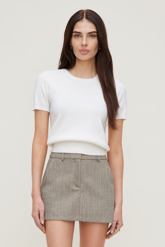 Clara Short Sleeve Sweater White - Dynamite