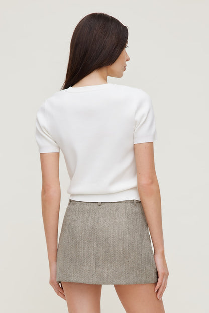 Clara Short Sleeve Sweater White - Dynamite