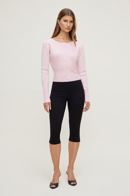 Sara Ribbed Cinch Hem Cardigan Pink - Dynamite