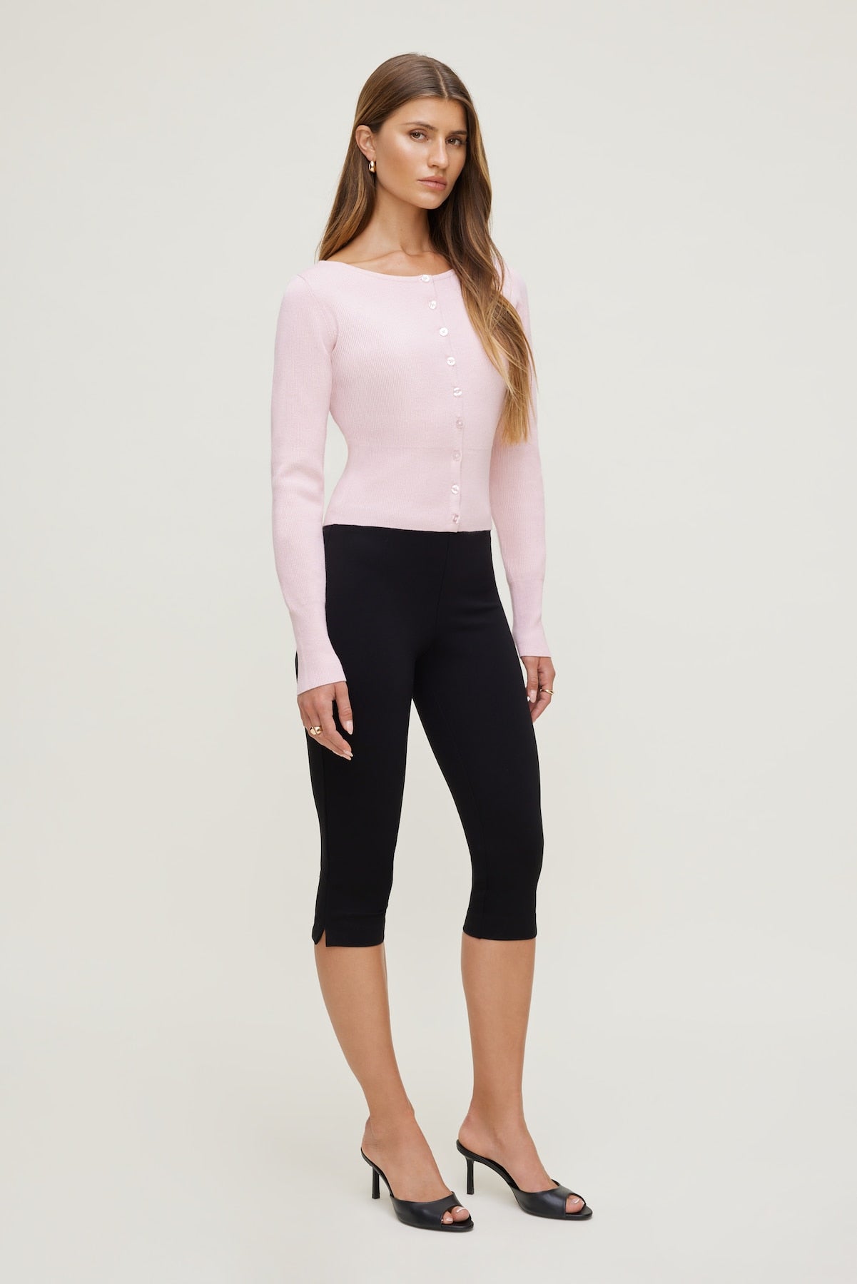 Sara Ribbed Cinch Hem Cardigan Pink - Dynamite