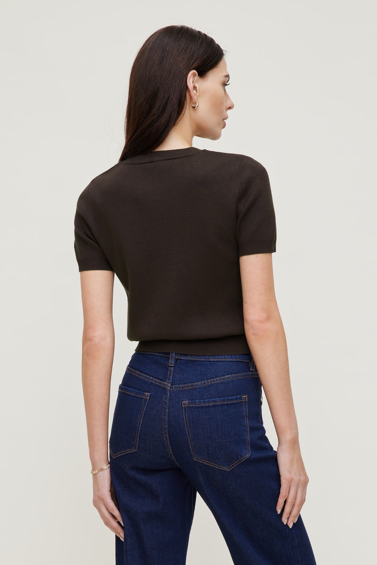 Clara Short Sleeve Sweater Brown - Dynamite