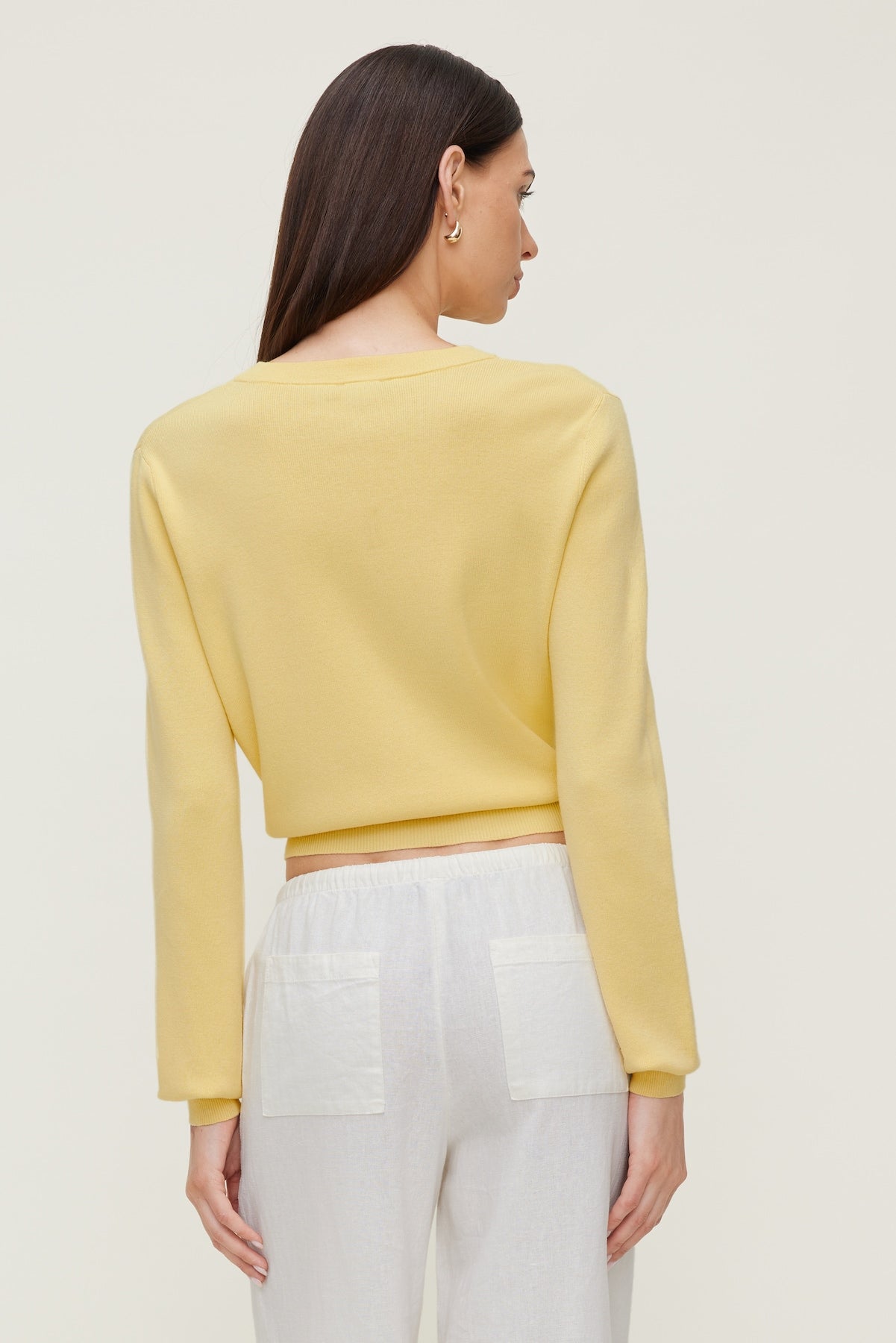 Rebecca Crewneck Cardigan Yellow - Dynamite