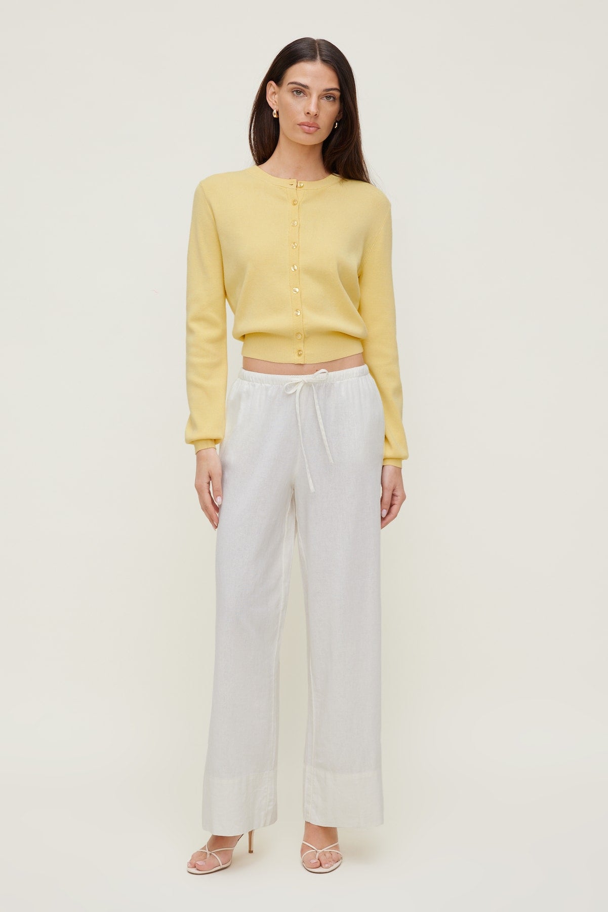 Rebecca Crewneck Cardigan Yellow - Dynamite