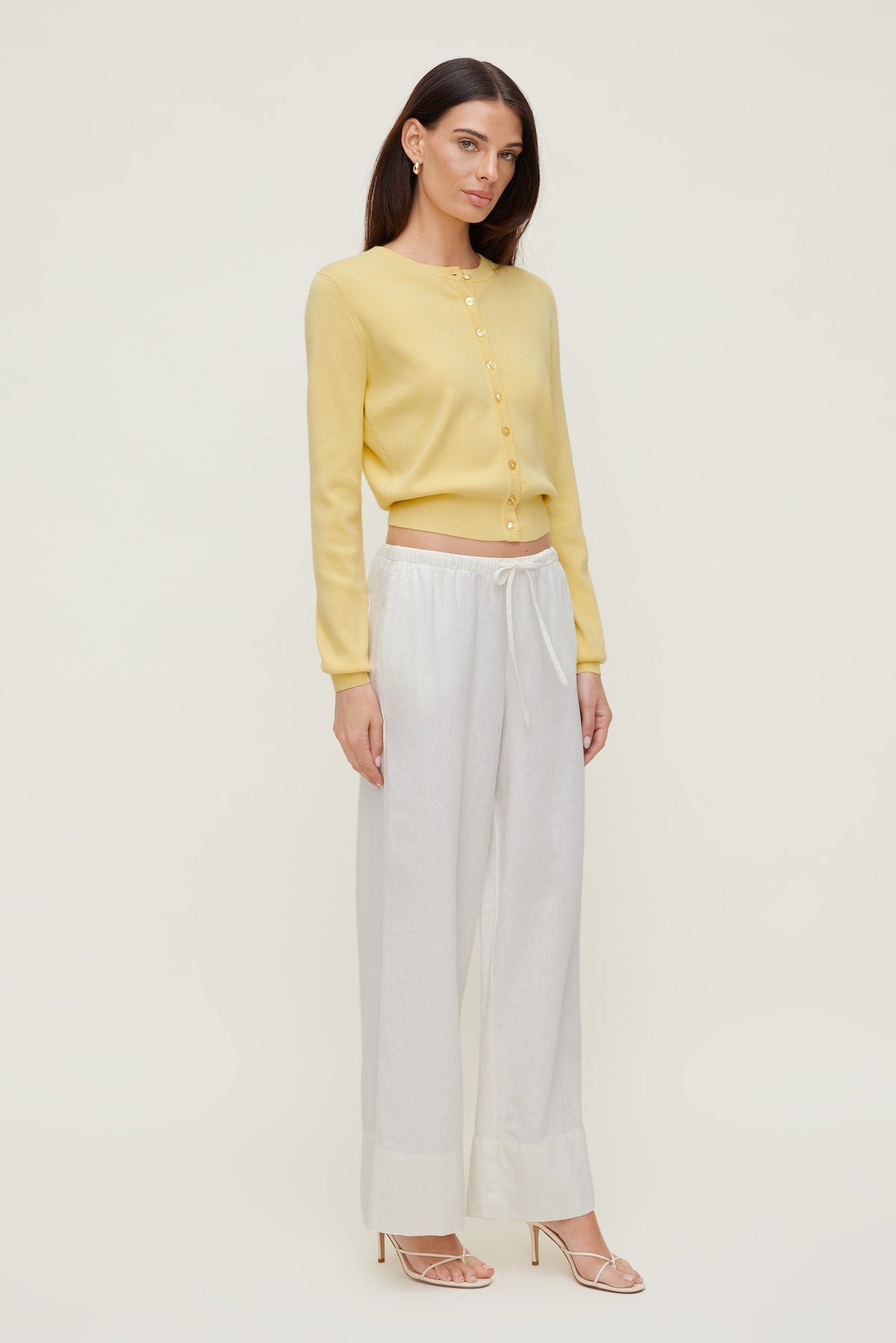 Rebecca Crewneck Cardigan Yellow - Dynamite