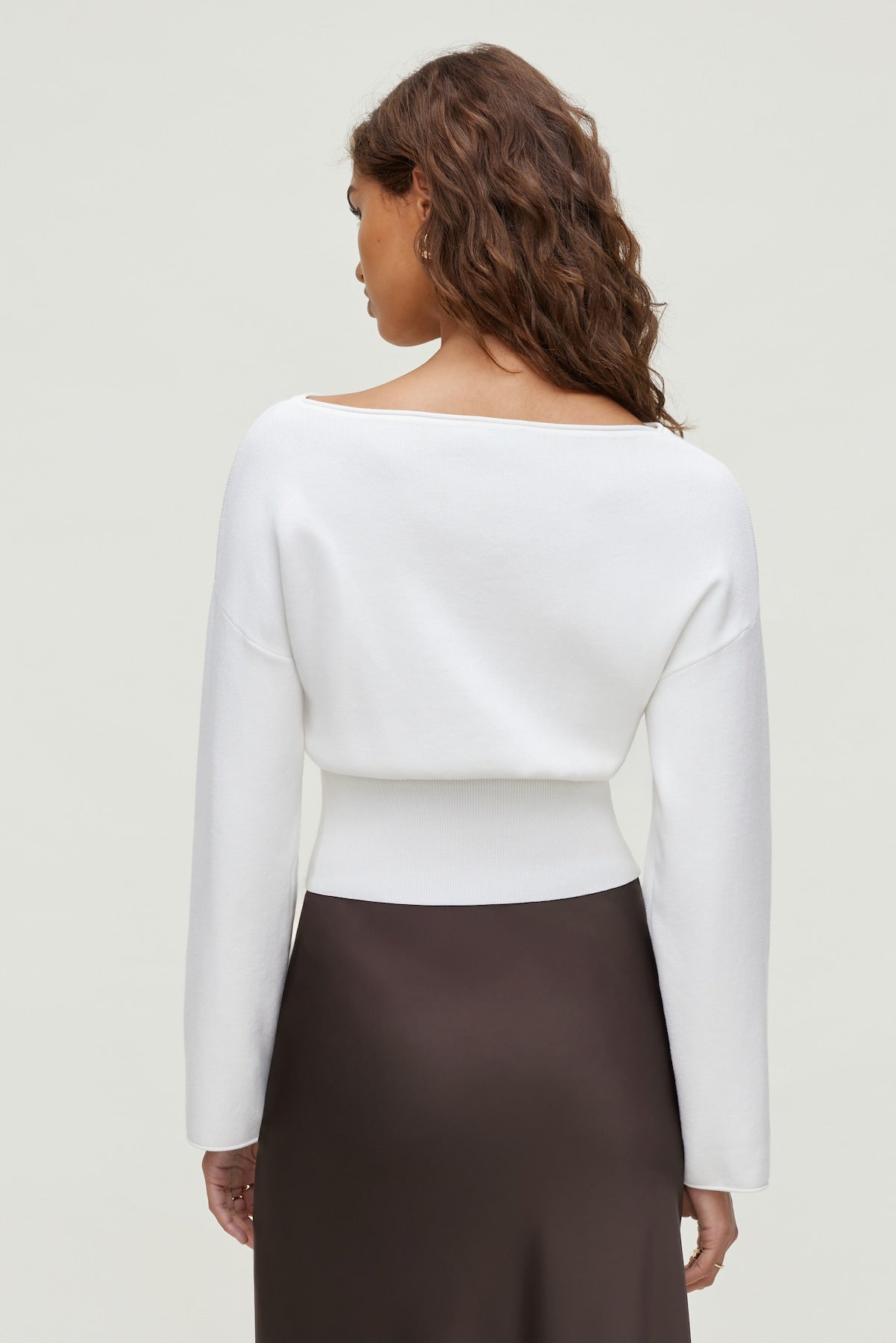 Cinched Boat Neck Sweater White - Dynamite