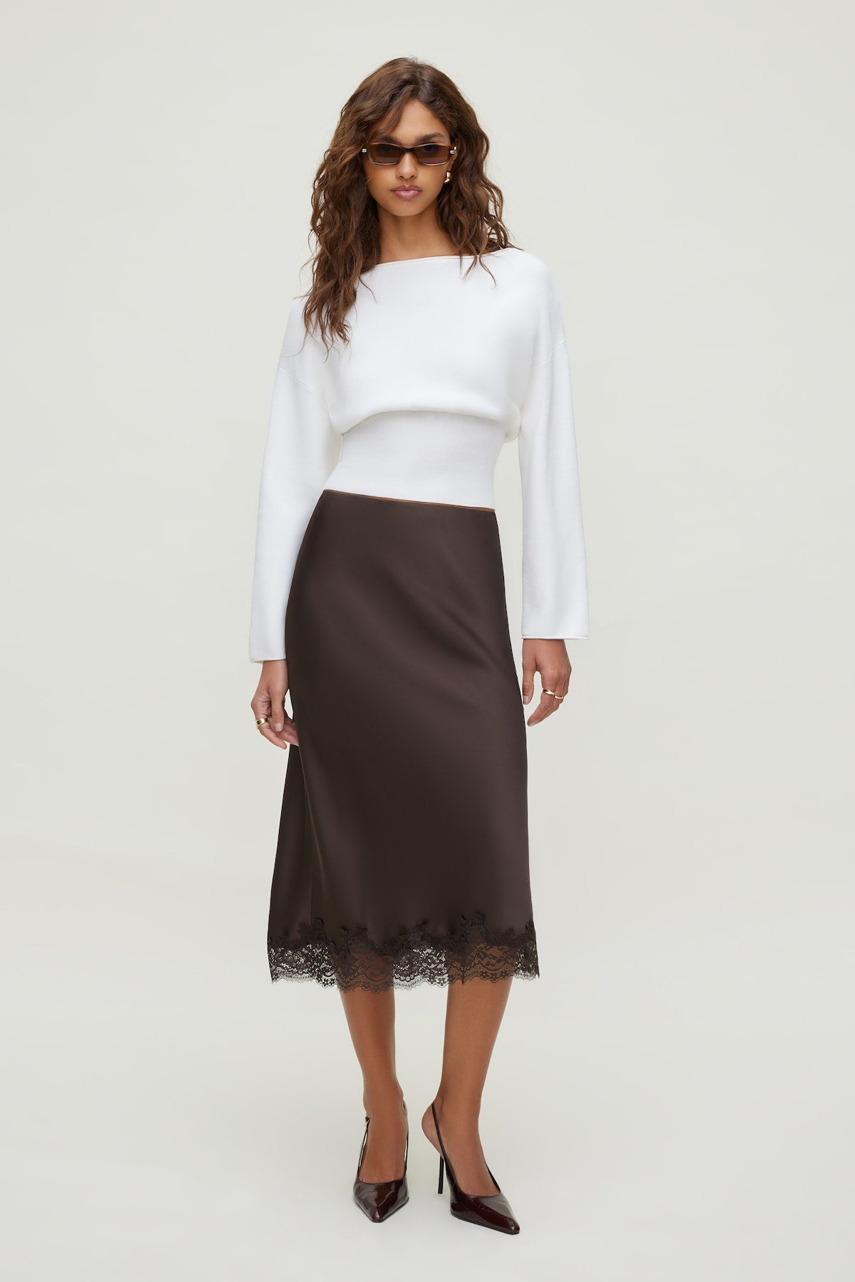 Cinched Boat Neck Sweater White - Dynamite