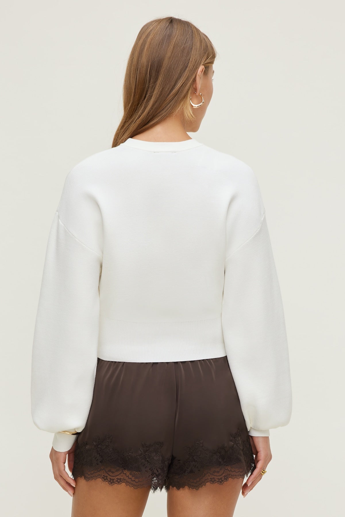 Balloon Sleeve Sweater White - Dynamite