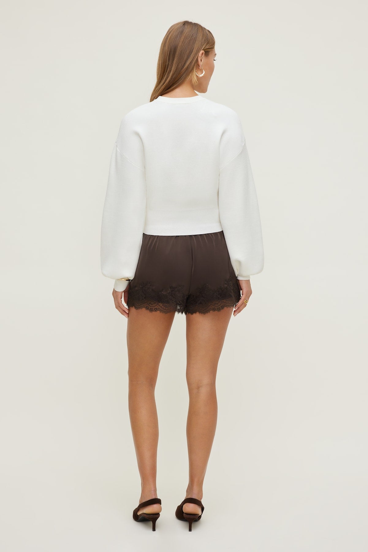 Balloon Sleeve Sweater White - Dynamite
