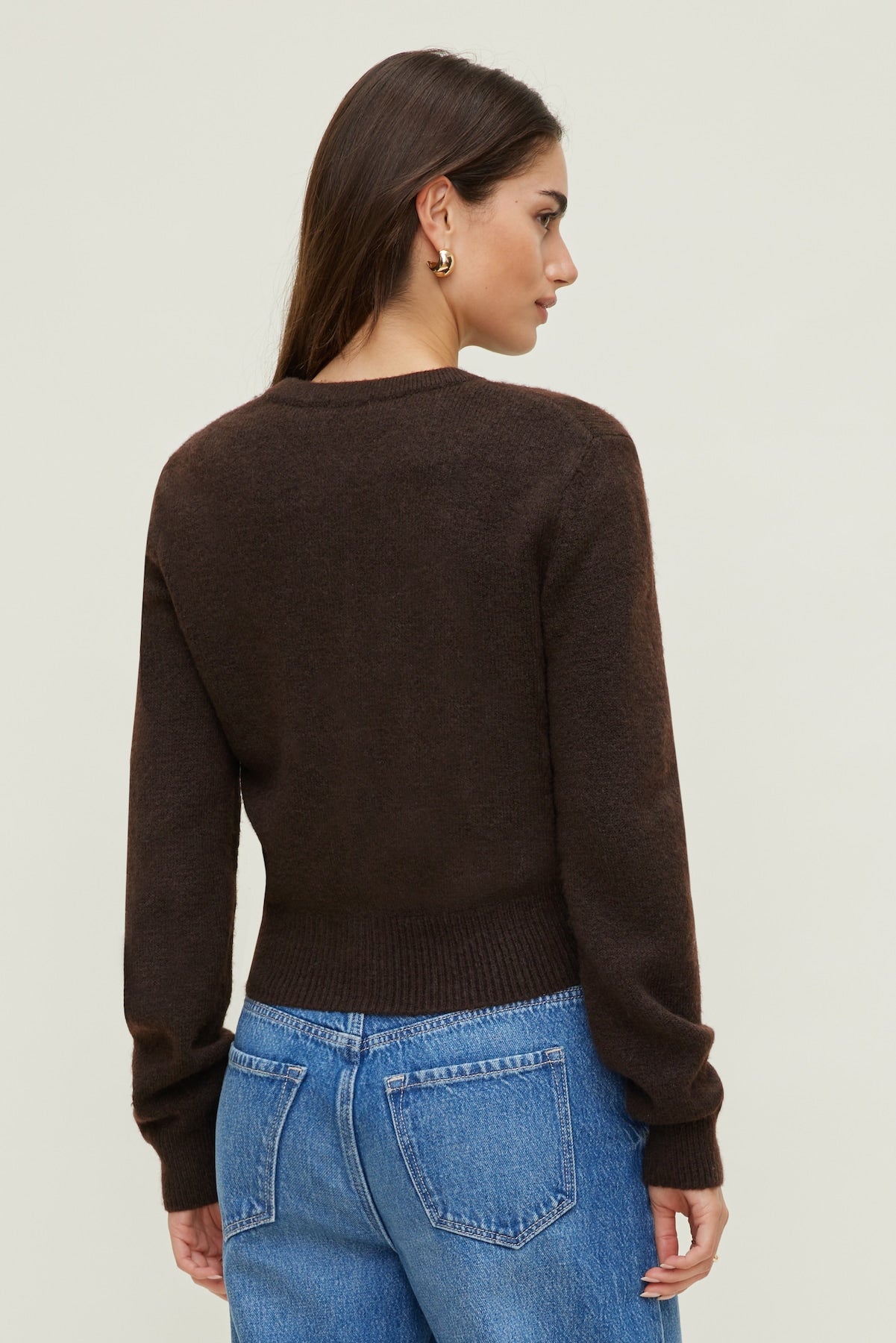 Rebecca Crewneck Cardigan Brown - Dynamite