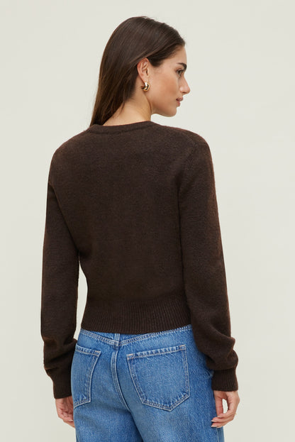 Rebecca Crewneck Cardigan Brown - Dynamite