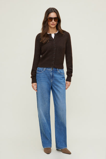 Rebecca Crewneck Cardigan Brown - Dynamite